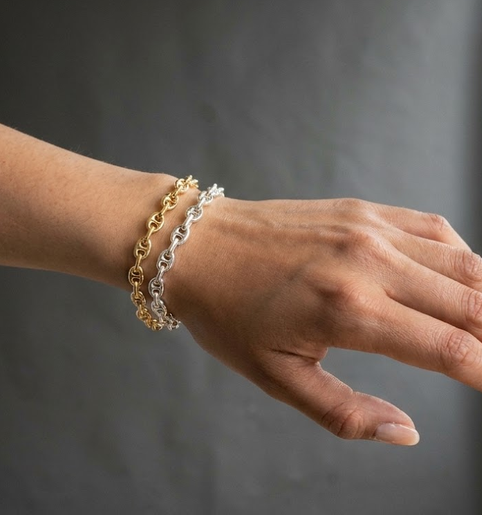 Puffed Mariner Link Bracelet