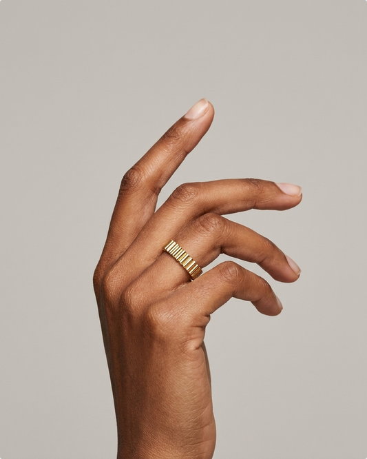 10k Yellow Gold Chunky Scalloped Ring
