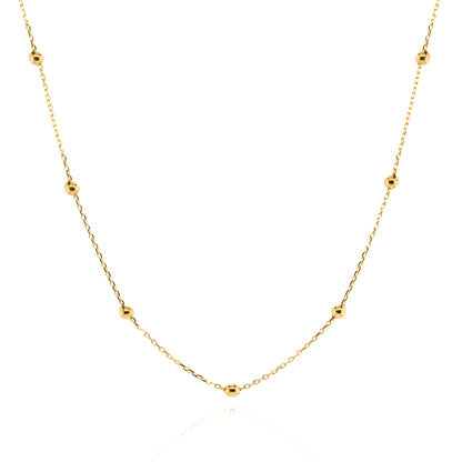 10K Yellow Gold Bead Station Necklace