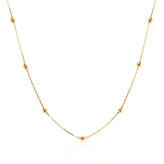 10K Yellow Gold Bead Station Necklace