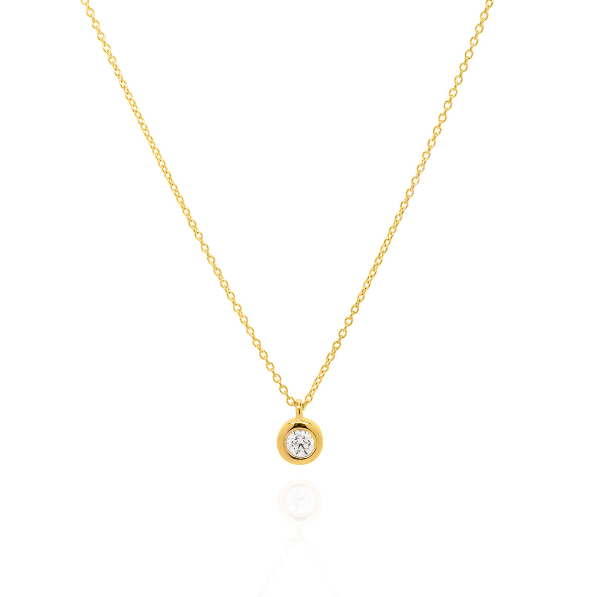 14K Yellow Gold Bezel & Diamond Necklace