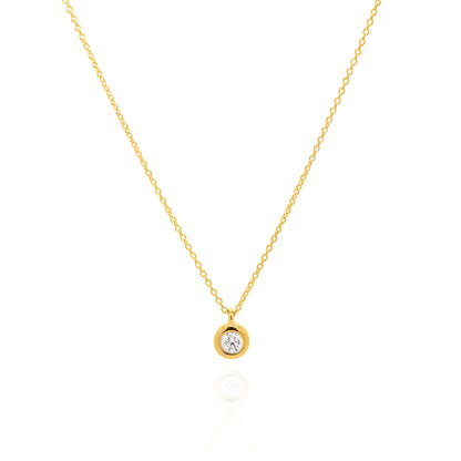 14K Yellow Gold Bezel & Diamond Necklace