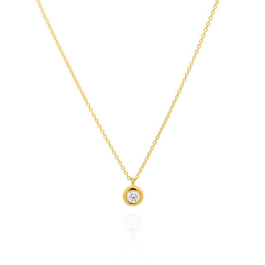 14K Yellow Gold Bezel & Diamond Necklace