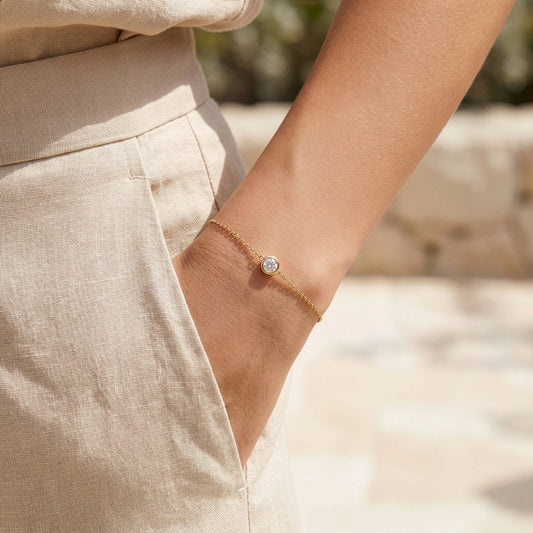 Lab Diamond Bezel Solitaire Bracelet