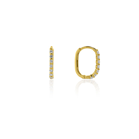 10K Yellow Gold CZ Paperclip Huggies