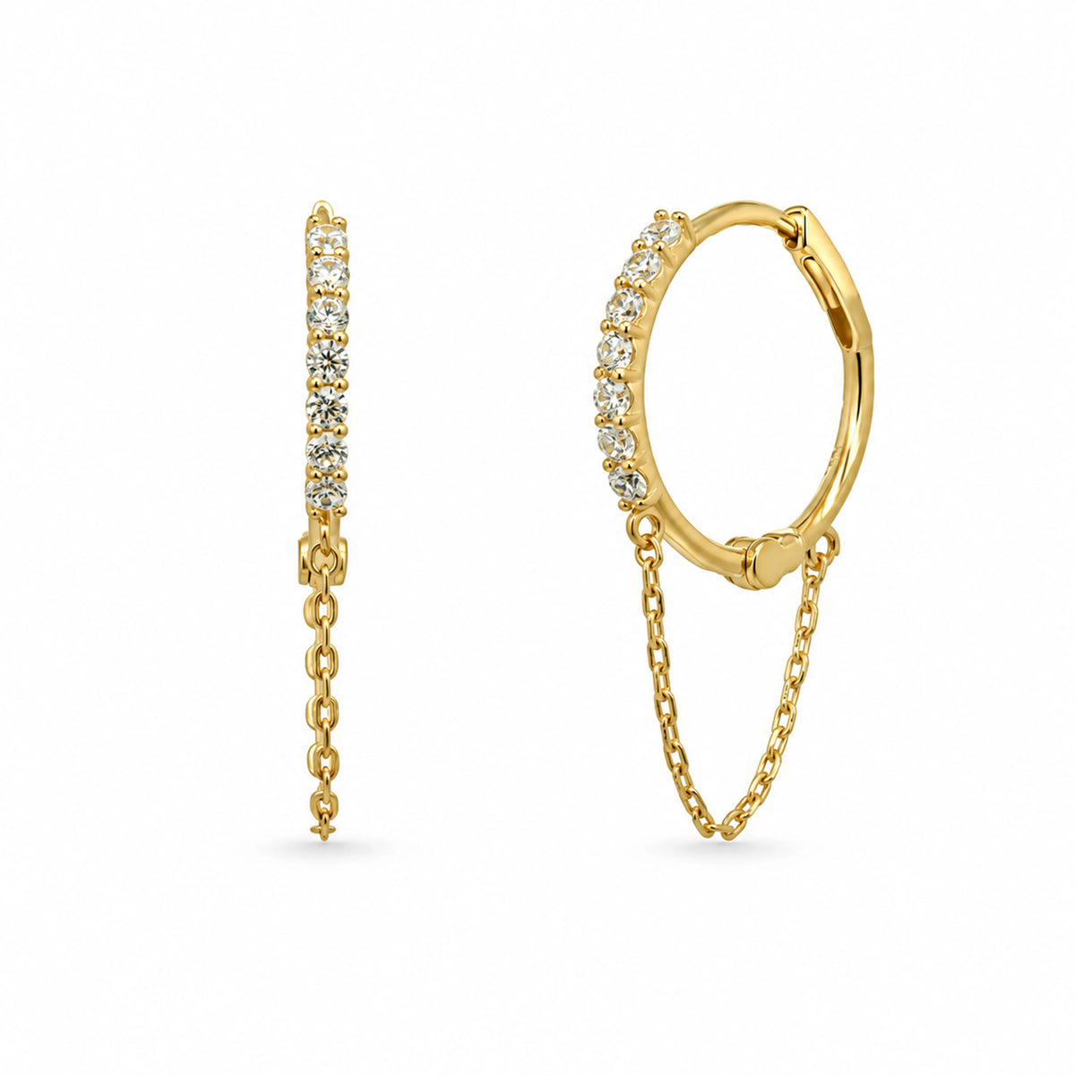 10K Yellow Gold Chain Huggie