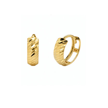 10K Yellow Gold DC Cut Dainty Huggies