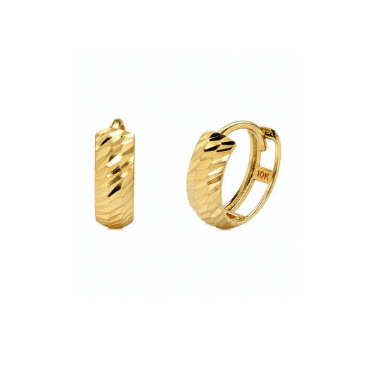 10K Yellow Gold DC Cut Dainty Huggies