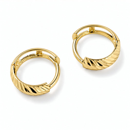 10K Yellow Gold DC Cut Dainty Huggies