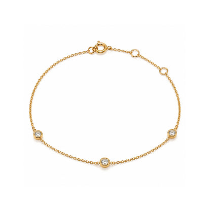10K Yellow Gold CZ Bezel Set Bracelet