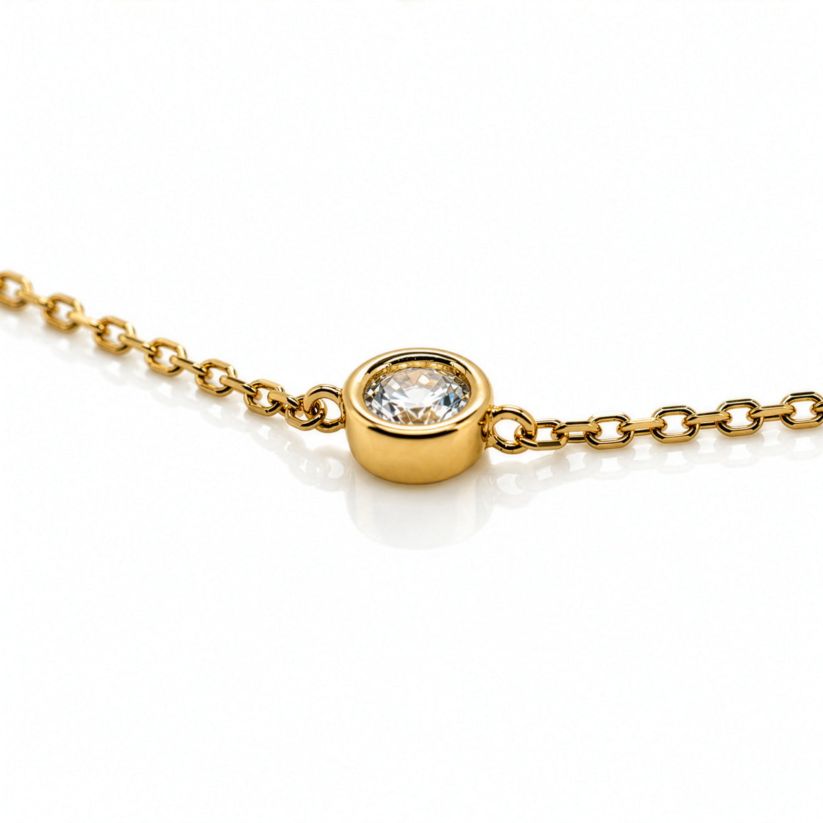 10K Yellow Gold CZ Bezel Set Bracelet