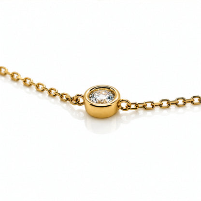 10K Yellow Gold CZ Bezel Set Bracelet