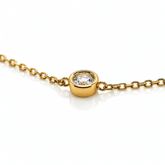 10K Yellow Gold CZ Bezel Set Bracelet