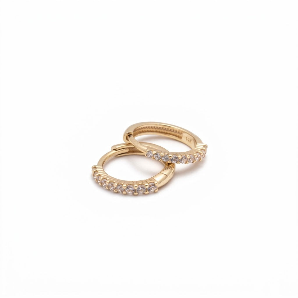 10K Yellow Gold Pave Huggies