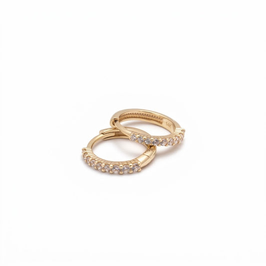10K Yellow Gold Pave Huggies
