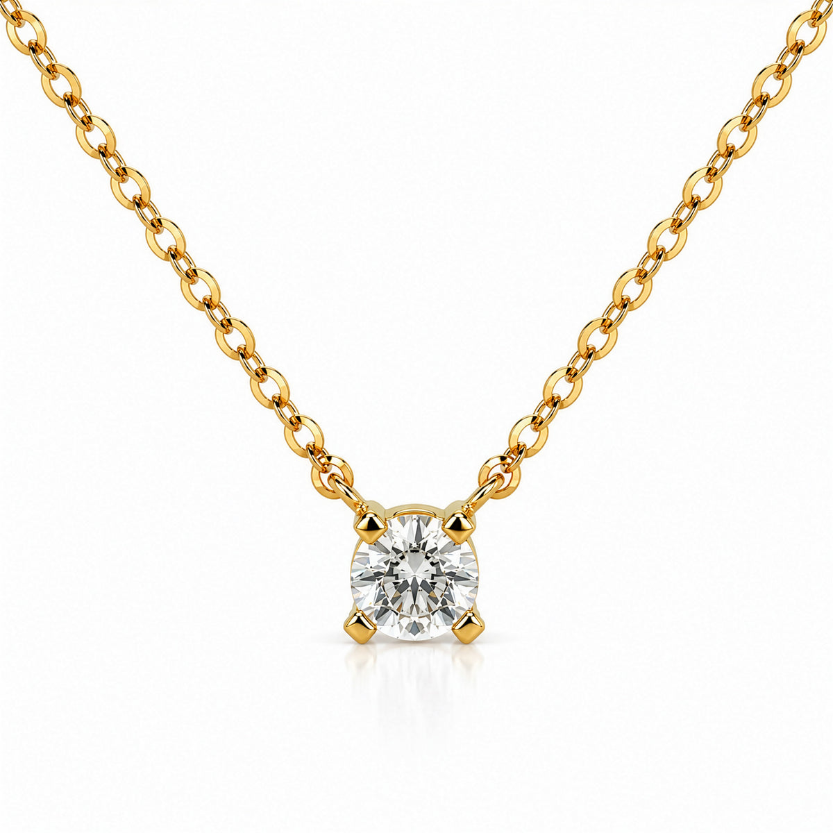 10K Yellow Gold CZ Solitaire Necklace