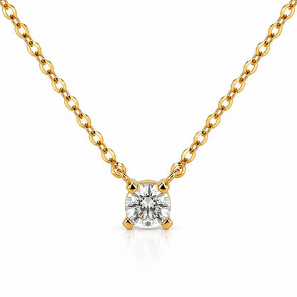 10K Yellow Gold CZ Solitaire Necklace