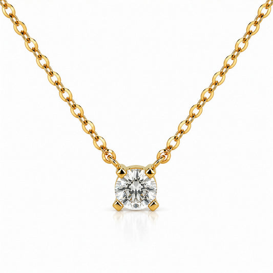 10K Yellow Gold CZ Solitaire Necklace