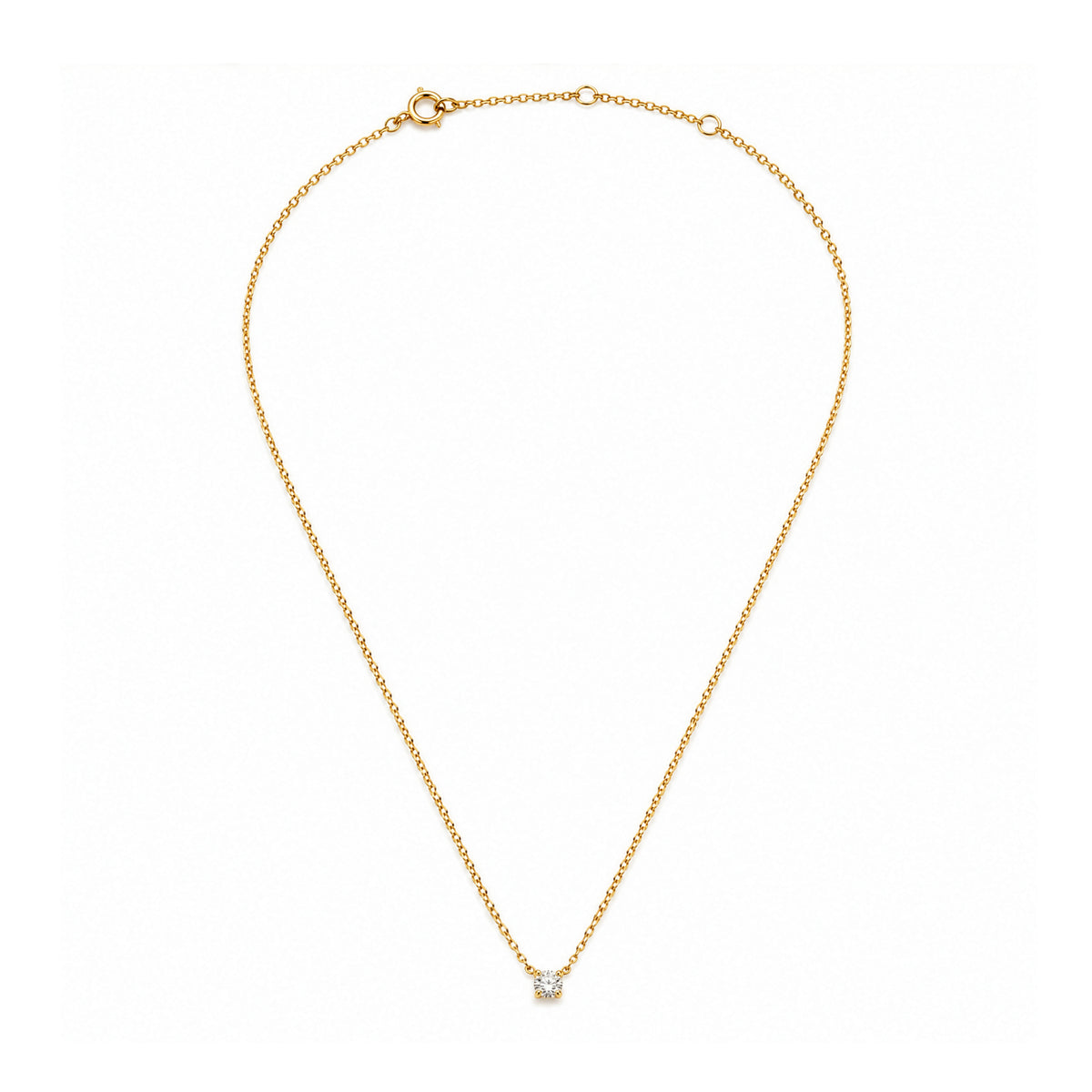 10K Yellow Gold CZ Solitaire Necklace