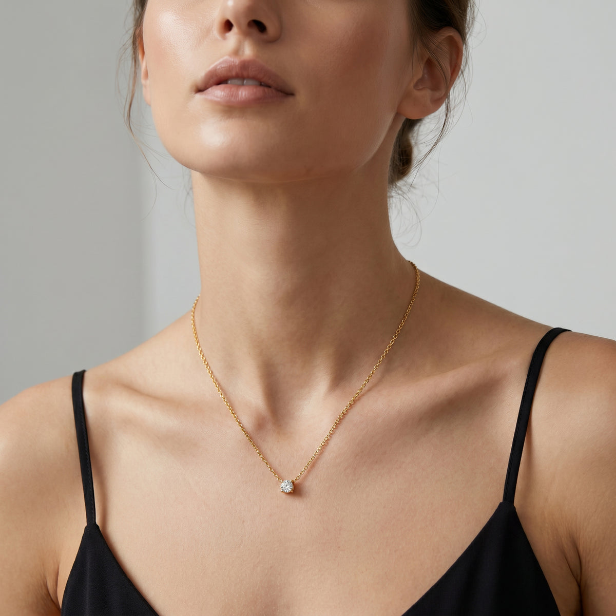 10K Yellow Gold CZ Solitaire Necklace