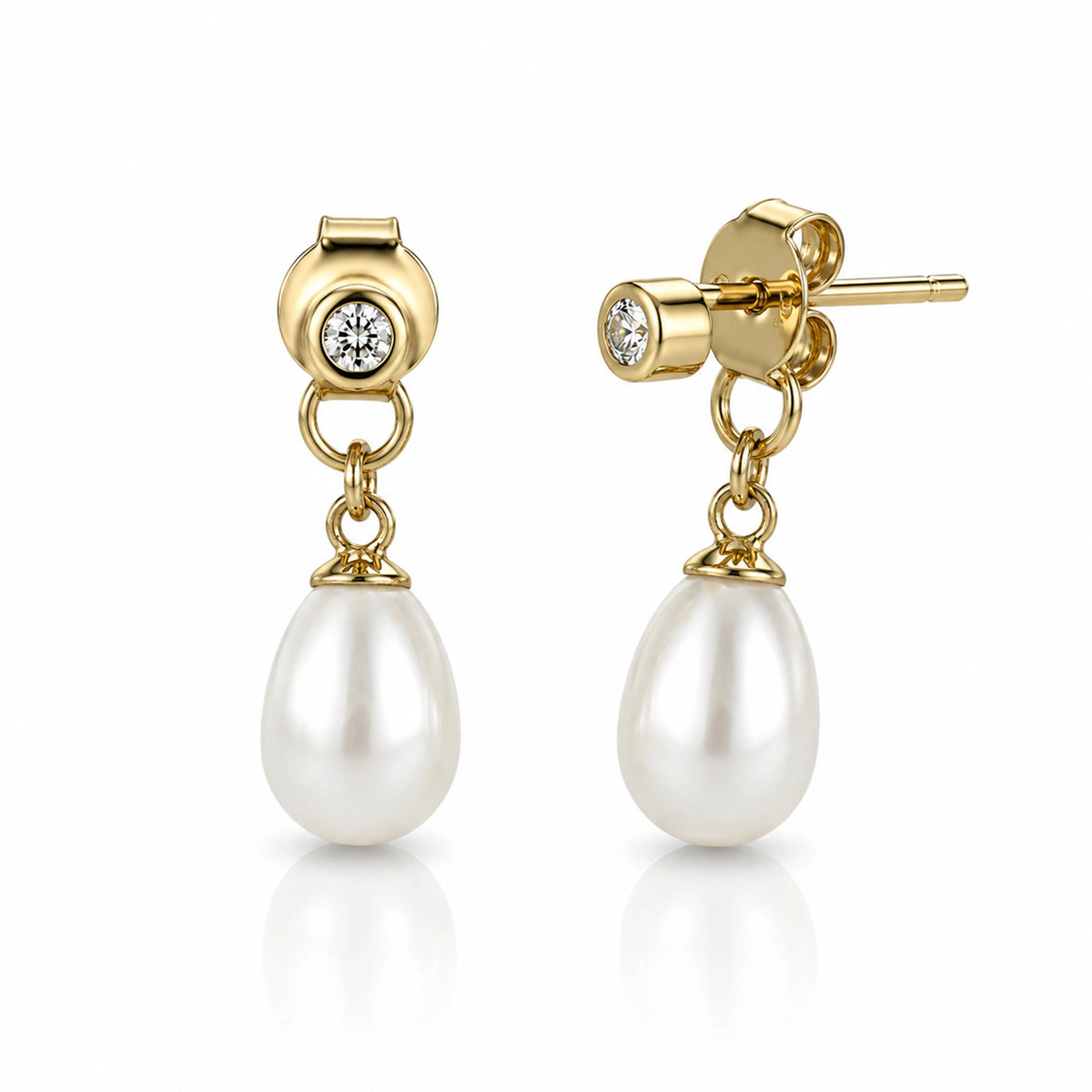 CZ Freshwater Pearl Studs