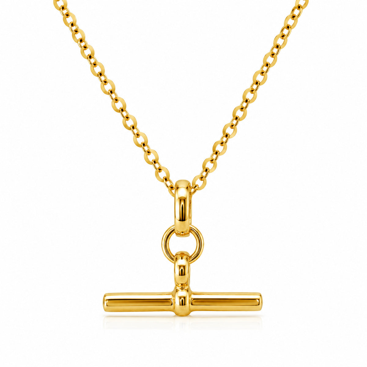 10K Yellow Gold T-bar Necklace