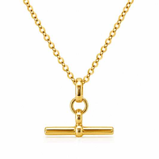 10K Yellow Gold T-bar Necklace