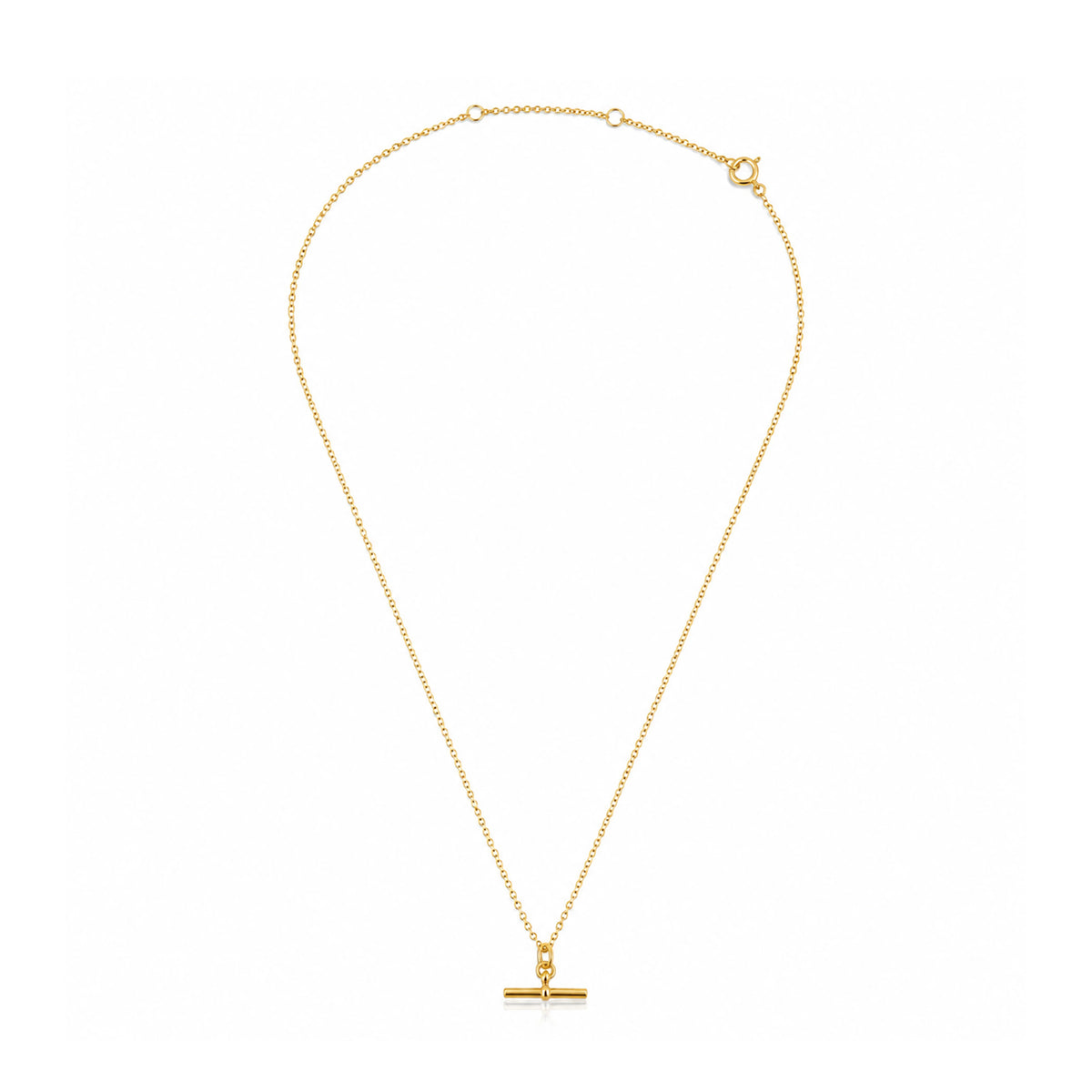 10K Yellow Gold T-bar Necklace