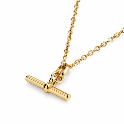 10K Yellow Gold T-bar Necklace